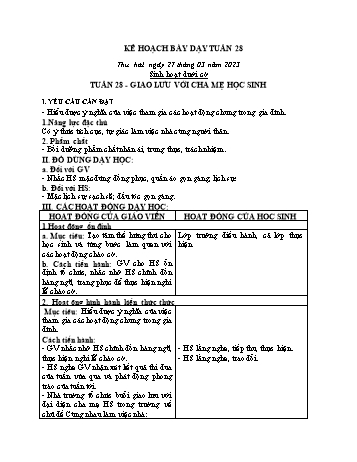 Kế hoạch bài dạy Khối 2 - Tuần 28 - Năm học 2022-2023 - Cao Thị Huệ
