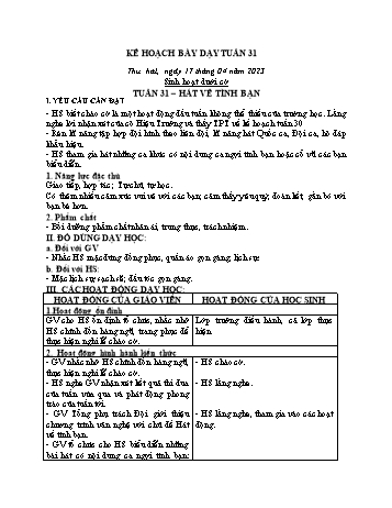 Kế hoạch bài dạy Khối 2 - Tuần 31 - Năm học 2022-2023 - Cao Thị Huệ
