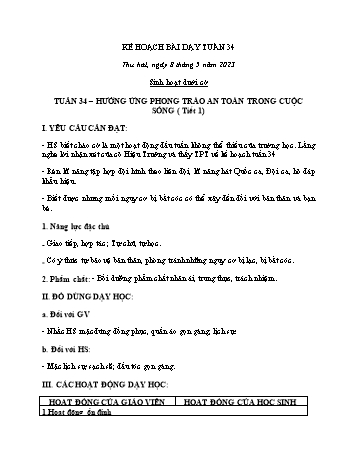 Kế hoạch bài dạy Khối 2 - Tuần 34 - Năm học 2022-2023 - Cao Thị Huệ