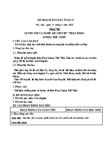 Kế hoạch bài dạy Khối 2 - Tuần 35 - Năm học 2022-2023 - Cao Thị Huệ