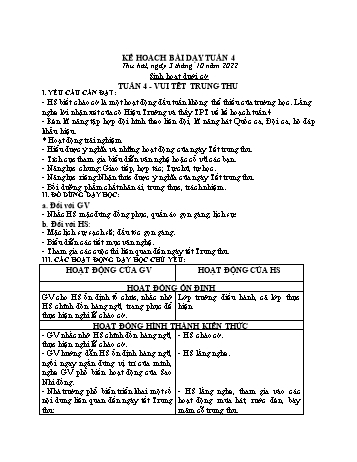 Kế hoạch bài dạy Khối 2 - Tuần 4 - Năm học 2022-2023 - Cao Thị Huệ