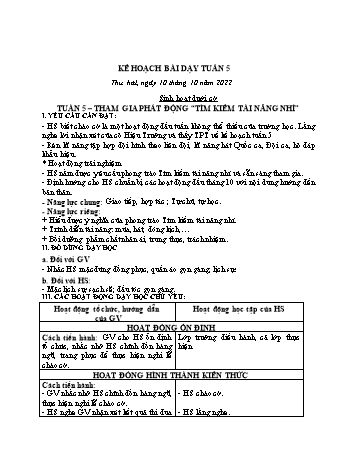 Kế hoạch bài dạy Khối 2 - Tuần 5 - Năm học 2022-2023 - Cao Thị Huệ