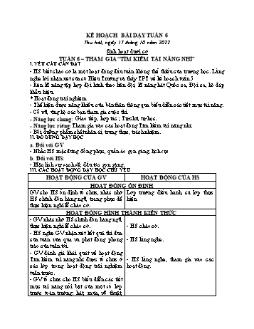 Kế hoạch bài dạy Khối 2 - Tuần 6 - Năm học 2022-2023 - Cao Thị Huệ