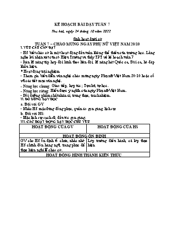 Kế hoạch bài dạy Khối 2 - Tuần 7 - Năm học 2022-2023 - Cao Thị Huệ