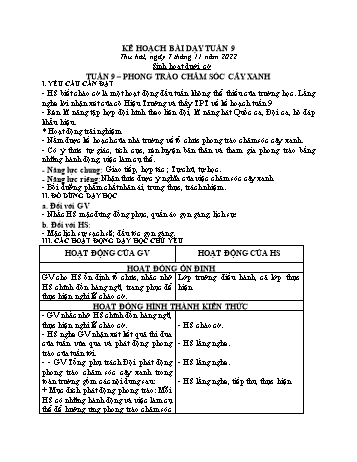 Kế hoạch bài dạy Khối 2 - Tuần 9 - Năm học 2022-2023 - Cao Thị Huệ