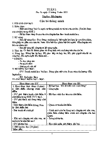 Kế hoạch bài dạy Khối 3 - Tuần 1 - Năm học 2021-2022 - Tống Trần Thăng