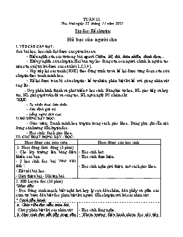 Kế hoạch bài dạy Khối 3 - Tuần 11 - Năm học 2021-2022 - Tống Trần Thăng