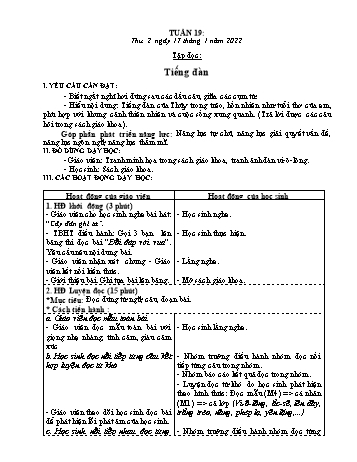 Kế hoạch bài dạy Khối 3 - Tuần 19 - Năm học 2021-2022 - Tống Trần Thăng