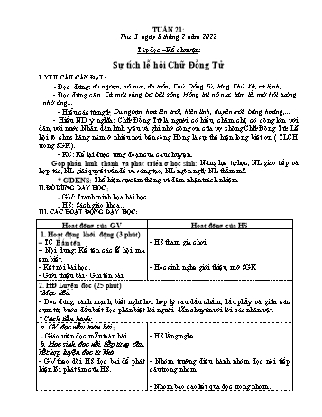 Kế hoạch bài dạy Khối 3 - Tuần 21 - Năm học 2021-2022 - Tống Trần Thăng