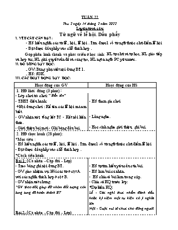 Kế hoạch bài dạy Khối 3 - Tuần 22 - Năm học 2021-2022 - Tống Trần Thăng