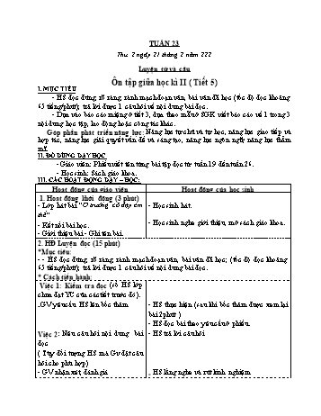 Kế hoạch bài dạy Khối 3 - Tuần 23 - Năm học 2021-2022 - Tống Trần Thăng