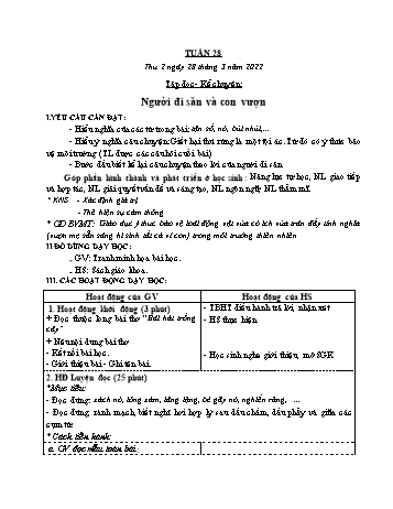 Kế hoạch bài dạy Khối 3 - Tuần 28 - Năm học 2021-2022 - Tống Trần Thăng