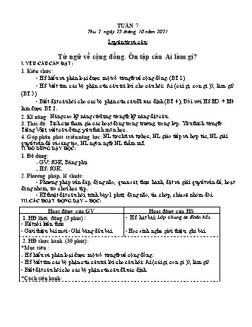 Kế hoạch bài dạy Khối 3 - Tuần 7 - Năm học 2021-2022 - Tống Trần Thăng