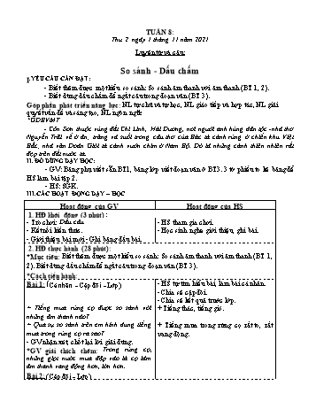 Kế hoạch bài dạy Khối 3 - Tuần 8 - Năm học 2021-2022 - Tống Trần Thăng