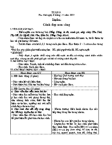Kế hoạch bài dạy Khối 3 - Tuần 9 - Năm học 2021-2022 - Tống Trần Thăng
