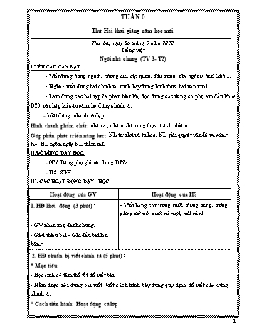 Kế hoạch bài dạy Khối 4 - Tuần 0 - Năm học 2022-2023 - Nguyễn Thị Lệ Hằng