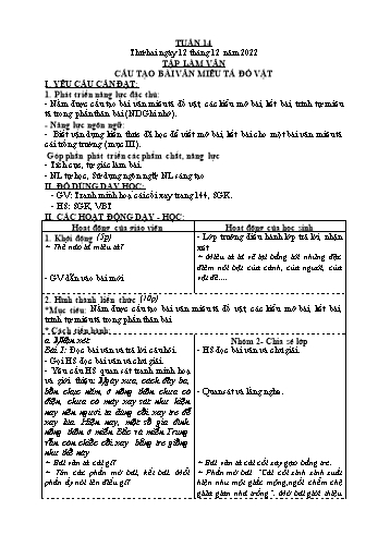 Kế hoạch bài dạy Khối 4 - Tuần 14 - Năm học 2022-2023 - Nguyễn Thị Lệ Hằng