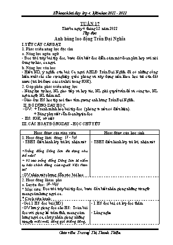 Kế hoạch bài dạy Khối 4 - Tuần 17 - Năm học 2021-2022 - Trương Thị Thanh Thiện