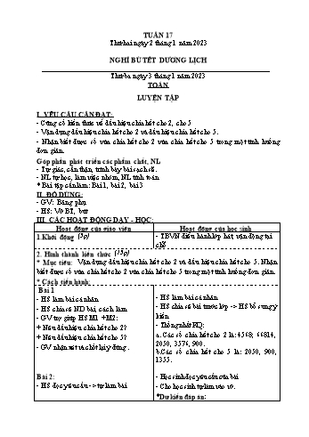 Kế hoạch bài dạy Khối 4 - Tuần 17 - Năm học 2022-2023 - Nguyễn Thị Lệ Hằng