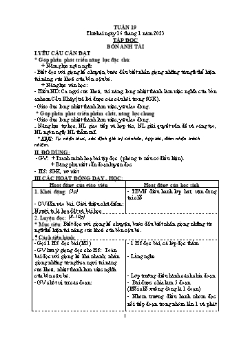 Kế hoạch bài dạy Khối 4 - Tuần 19 - Năm học 2022-2023 - Nguyễn Thị Lệ Hằng