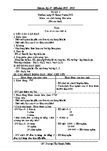 Kế hoạch bài dạy Khối 4 - Tuần 2 - Năm học 2021-2022 - Trương Thị Thanh Thiện