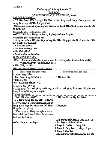 Kế hoạch bài dạy Khối 4 - Tuần 2 - Năm học 2022-2023 - Nguyễn Thị Lệ Hằng