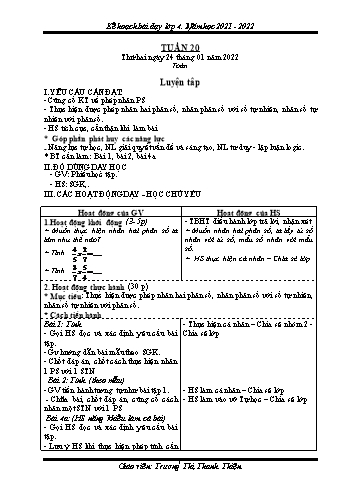 Kế hoạch bài dạy Khối 4 - Tuần 20 - Năm học 2021-2022 - Trương Thị Thanh Thiện