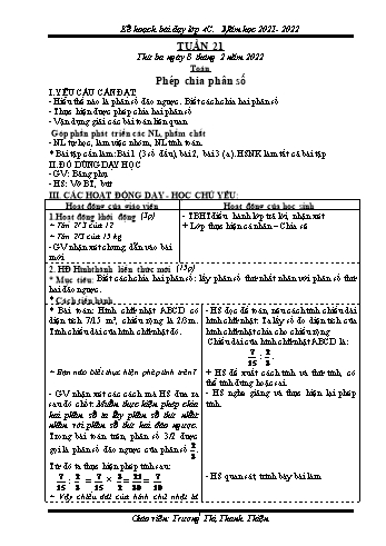 Kế hoạch bài dạy Khối 4 - Tuần 21 - Năm học 2021-2022 - Trương Thị Thanh Thiện