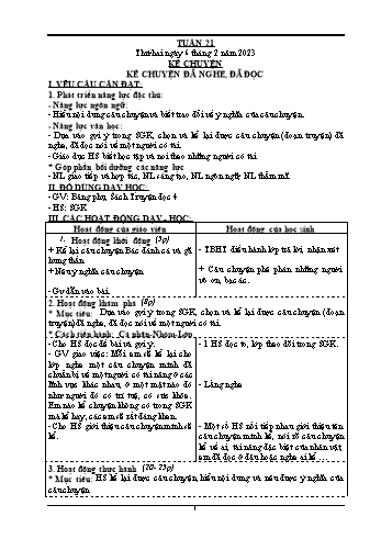 Kế hoạch bài dạy Khối 4 - Tuần 21 - Năm học 2022-2023 - Nguyễn Thị Lệ Hằng