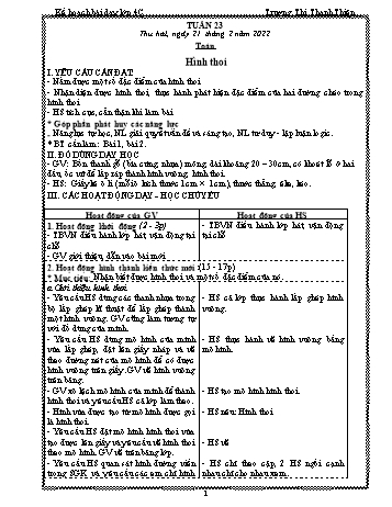 Kế hoạch bài dạy Khối 4 - Tuần 23 - Năm học 2021-2022 - Trương Thị Thanh Thiện