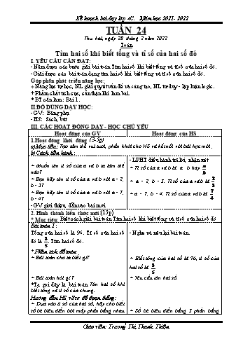 Kế hoạch bài dạy Khối 4 - Tuần 24 - Năm học 2021-2022 - Trương Thị Thanh Thiện