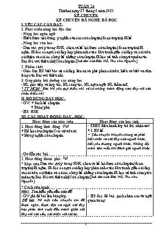 Kế hoạch bài dạy Khối 4 - Tuần 24 - Năm học 2022-2023 - Nguyễn Thị Lệ Hằng
