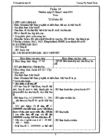 Kế hoạch bài dạy Khối 4 - Tuần 26 - Năm học 2021-2022 - Trương Thị Thanh Thiện