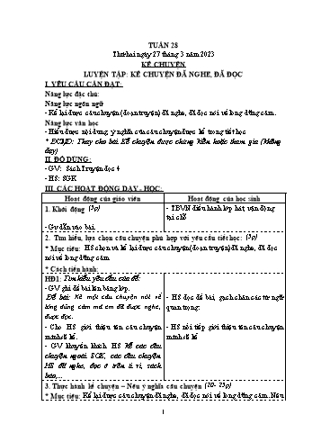 Kế hoạch bài dạy Khối 4 - Tuần 28 - Năm học 2022-2023 - Nguyễn Thị Lệ Hằng