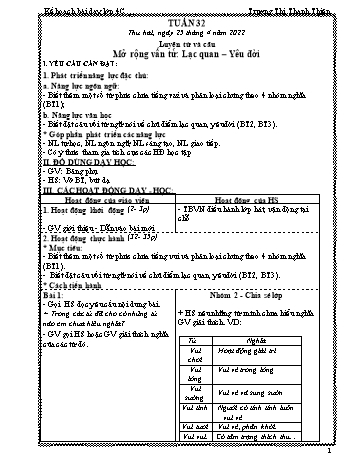 Kế hoạch bài dạy Khối 4 - Tuần 32 - Năm học 2021-2022 - Trương Thị Thanh Thiện