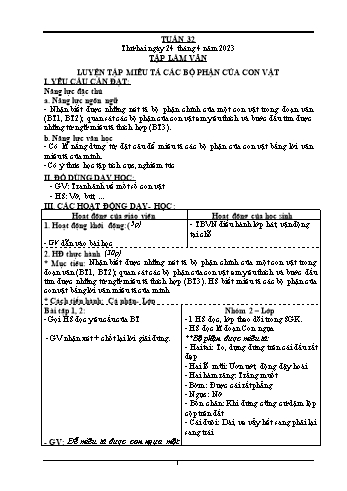 Kế hoạch bài dạy Khối 4 - Tuần 32 - Năm học 2022-2023 - Nguyễn Thị Lệ Hằng