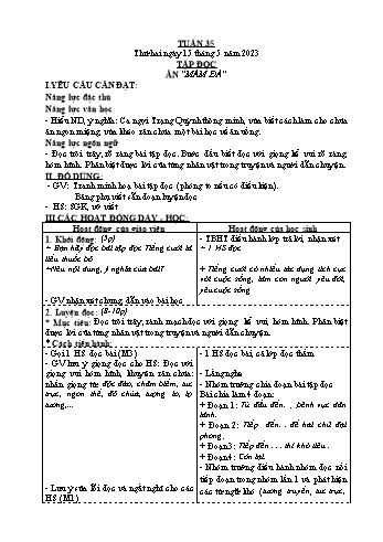 Kế hoạch bài dạy Khối 4 - Tuần 35 - Năm học 2022-2023 - Nguyễn Thị Lệ Hằng