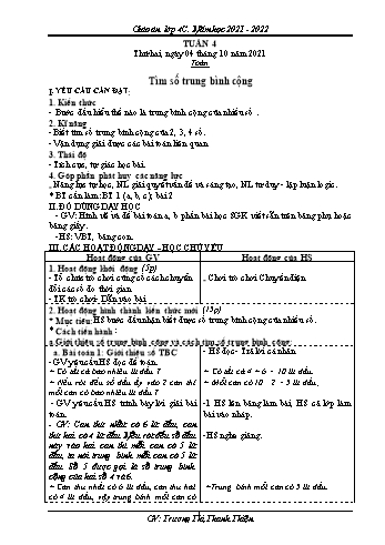 Kế hoạch bài dạy Khối 4 - Tuần 4 - Năm học 2021-2022 - Trương Thị Thanh Thiện