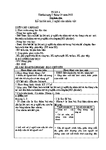 Kế hoạch bài dạy Khối 4 - Tuần 4 - Năm học 2022-2023 - Nguyễn Thị Lệ Hằng