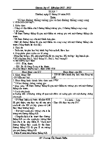 Kế hoạch bài dạy Khối 4 - Tuần 7 - Năm học 2021-2022 - Trương Thị Thanh Thiện