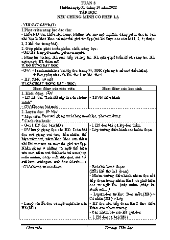 Kế hoạch bài dạy Khối 4 - Tuần 8 - Năm học 2022-2023 - Nguyễn Thị Lệ Hằng