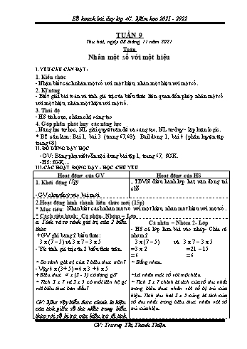 Kế hoạch bài dạy Khối 4 - Tuần 9 - Năm học 2021-2022 - Trương Thị Thanh Thiện