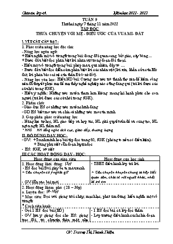 Kế hoạch bài dạy Khối 4 - Tuần 9 - Năm học 2022-2023 - Trương Thị Thanh Thiện