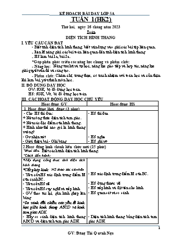 Kế hoạch bài dạy Khối 5 - Tuần 1 (Học kỳ II) - Năm học 2022-2023 - Đặng Thị Quỳnh Nga