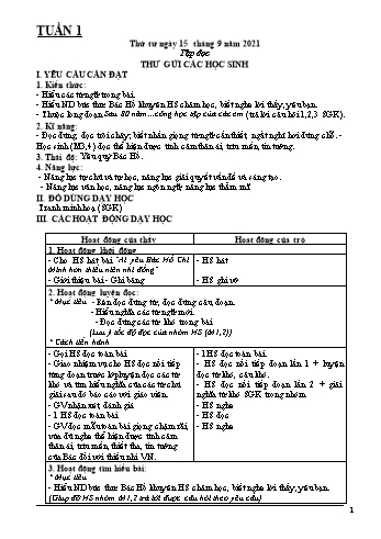 Kế hoạch bài dạy Khối 5 - Tuần 1 - Năm học 2021-2022 - Nguyễn Minh Thúy
