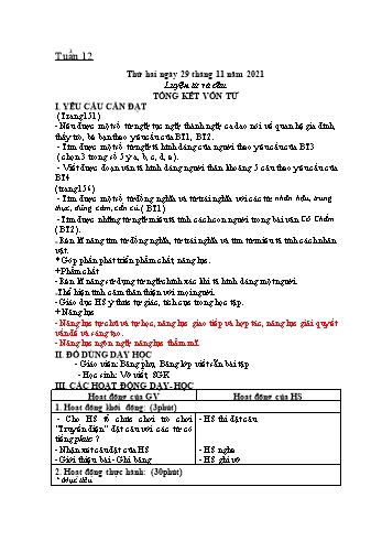 Kế hoạch bài dạy Khối 5 - Tuần 12 - Năm học 2021-2022 - Nguyễn Minh Thúy