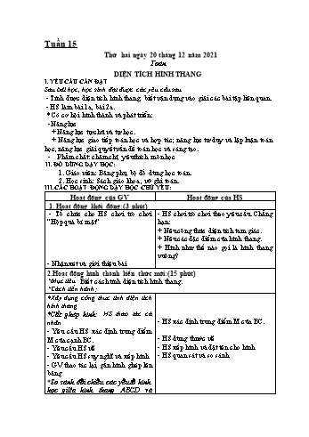 Kế hoạch bài dạy Khối 5 - Tuần 15 - Năm học 2021-2022 - Nguyễn Minh Thúy