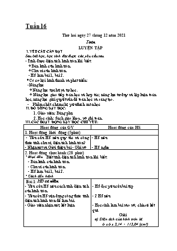 Kế hoạch bài dạy Khối 5 - Tuần 16 - Năm học 2021-2022 - Nguyễn Minh Thúy