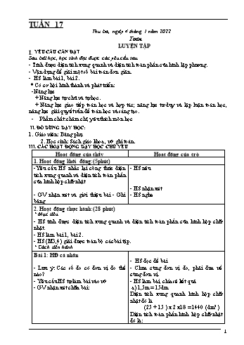 Kế hoạch bài dạy Khối 5 - Tuần 17 - Năm học 2021-2022 - Nguyễn Minh Thúy Kế hoạch bài dạy Khối 5 - Tuần 17 - Năm học 2021-2022 - Nguyễn Minh Thúy
