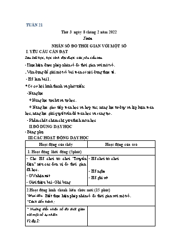 Kế hoạch bài dạy Khối 5 - Tuần 21 - Năm học 2021-2022 - Nguyễn Minh Thúy